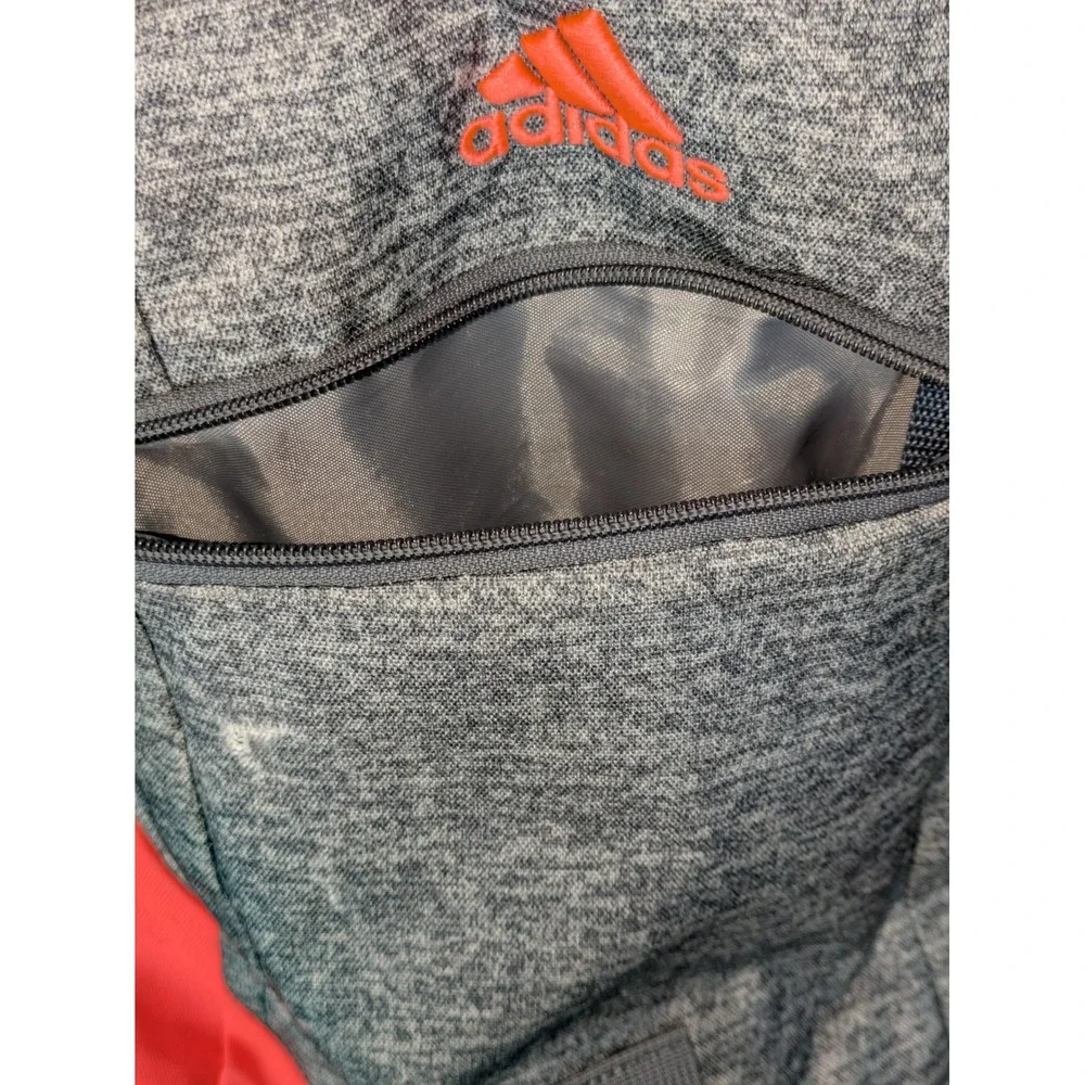 Adidas Backpack Gray Heather Red Multi Pocket School Gym Travel Bag 20x15